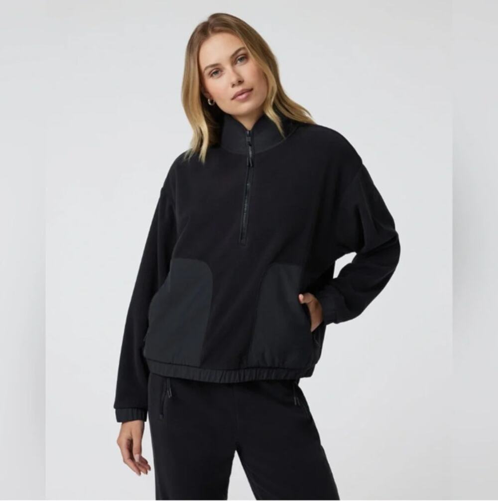 Vuori Aspen Half Zip Sweatshirt L NWOT Black Pullover Fleece Travel